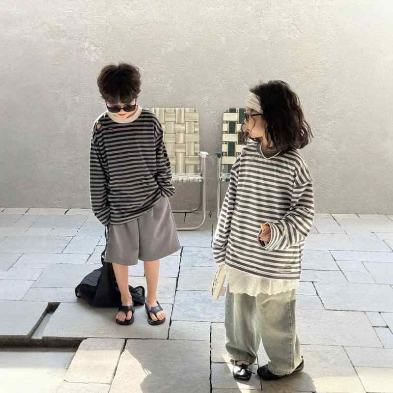 Tシャツ キッズ 男女兼用 子供服 春物 韓国風 ボーダー柄 長袖 トップス カットソー 90cm 100cm 110cm 120cm 130cm 140cm 150cm