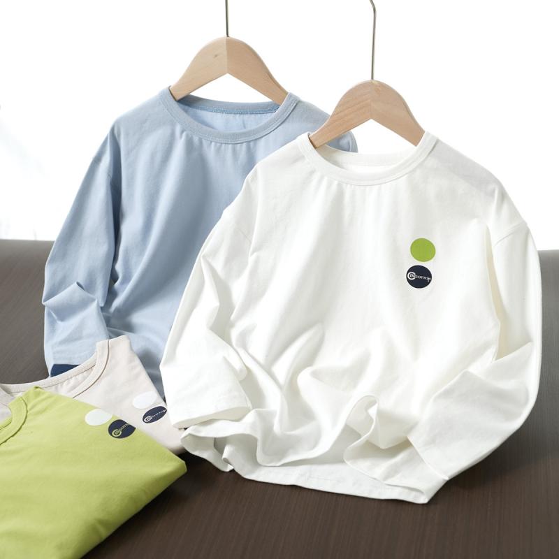 Tシャツ キッズ 男女兼用 子供服 トップス 長袖 春秋 綿100% 吸湿排汗 無地 アルファベット柄 ドット柄 110cm 120cm 130cm 140cm 150cm 160cm 170cm