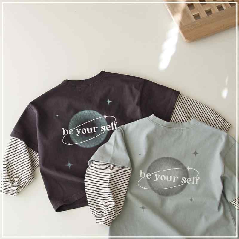 Tシャツ キッズ 子供服 長袖 春秋 コットン 宇宙柄 プリント おしゃれ かわいい 普段着 トップス 80cm 90cm 100cm 110cm 120cm 130cm