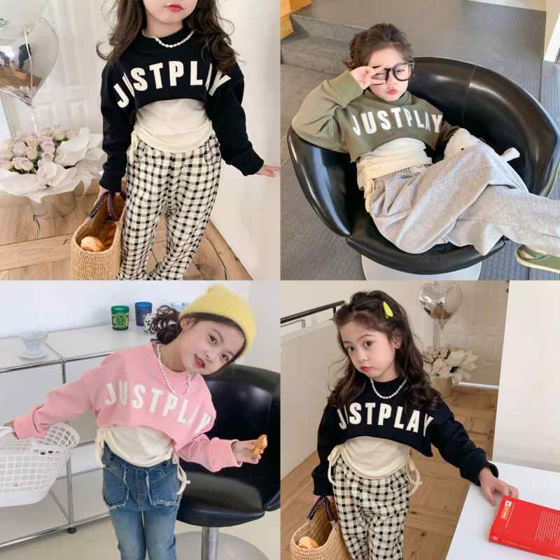 キッズ スウェット セットアップ 女の子 長袖 トップス Tシャツ ノースリーブ パーカー 全3色 春秋 綿(x2)