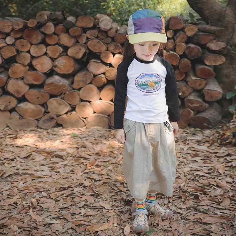 Tシャツ キッズ 女の子 子供服 春秋 雪山 プリント 長袖 カットソー 綿100% トップス 通園 通学 普段着 粉紫色 黒 浅緑(x3)(4)