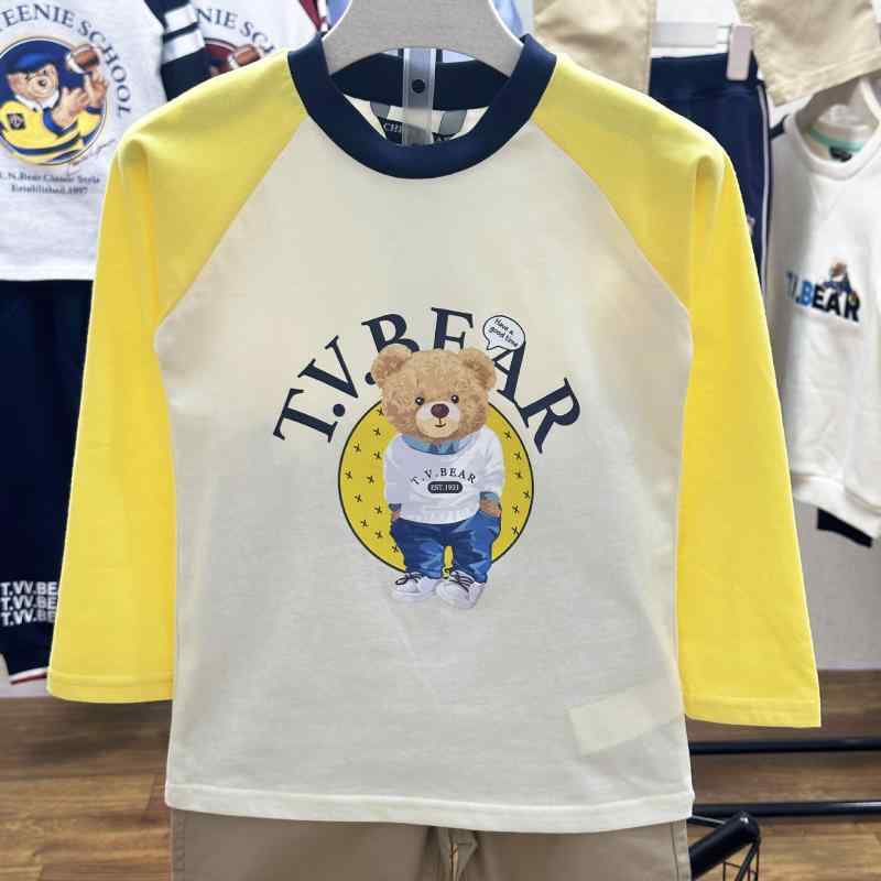 Tシャツ キッズ 男の子 春秋 長袖Tシャツ 子供服 トップス カットソー 綿100% かわいい カートゥーン プリント ホワイト 110cm 120cm 130cm(x2)