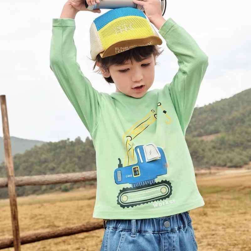 Tシャツ キッズ 男の子 長袖 コットン 通気性 春秋 快適 柔らかい カートゥーン柄 中国藍 ピンクグリーン オフホワイト 90cm 100cm 110cm 120cm 130cm