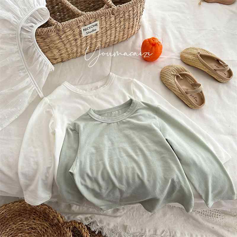 Tシャツ キッズ 女の子 ベビー 子供服 春秋 長袖 綿 ストレッチ 無地 トップス 80cm 90cm 100cm 110cm 120cm 130cm(x2)