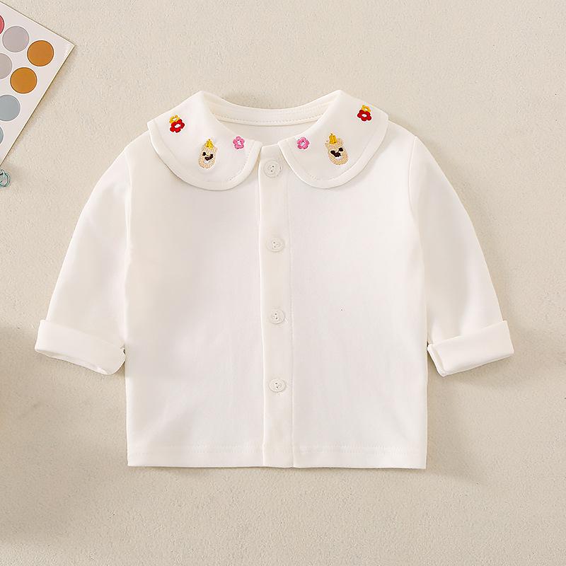 Tシャツ 女の子 子供服 長袖 カットソー 刺繍 綿100% かわいい 韓国風 いちご ハート クマ 花柄 春秋 冬 73 80 90 100 110 120cm