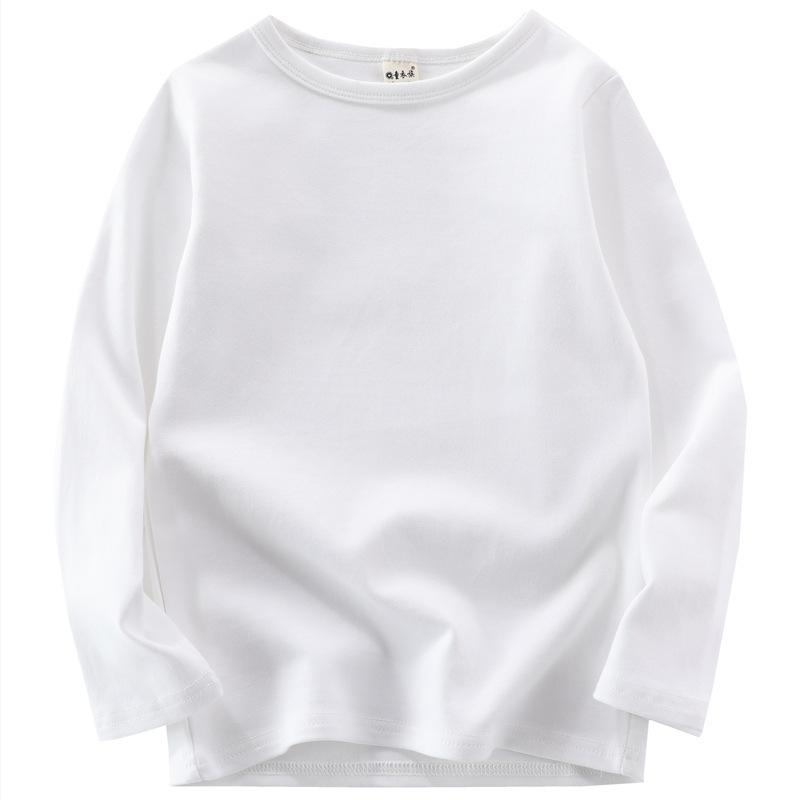 Tシャツ キッズ 子供 男女兼用 長袖 カットソー 丸首 トップス インナーシャツ 綿 無地 秋冬 90cm 100c..