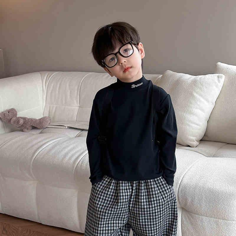 Tシャツ キッズ 男の子 長袖 春秋向け 肌着 ハーフハイネック 伸縮性 吸湿性 ポリエステル ブラック グリーン ベージュ系