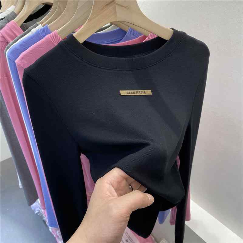 Tシャツ キッズ 女児 春秋 100cm 110cm 120cm 130cm 140cm 長袖 スリム ポリエステル 無地 カジュアル 普段着 トップス