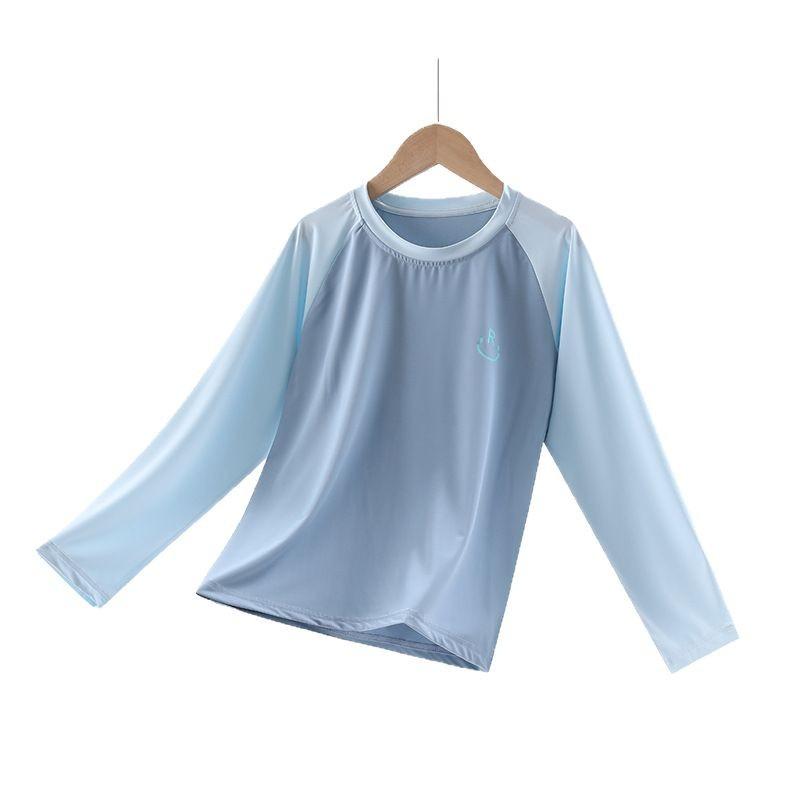 Tシャツ キッズ 子供用 速乾 長袖 ラグラン袖 UVカット スポーツ インナーシャツ トップス 鉄灰 ローズ..