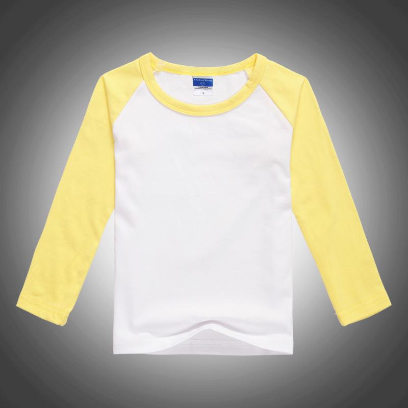 Tシャツ キッズ 長袖 文化衫 DIY カスタム 幼稚園 制服 クルーネック 黄色 赤色 黒色 紺色 吸湿性(x2)