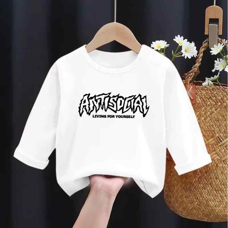 Tシャツ キッズ 子供用 長袖 トップス 春秋冬 男女兼用 中大童 8歳以上 柔らかい 綿混紡 白 黒 黄色 青..