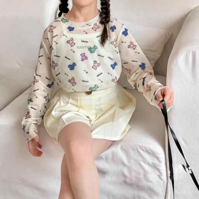 Tシャツ キッズ 女の子 薄手 長袖 日焼け止め 接触冷感 Tシャツ カットソー トップス ブラウス 100 110..