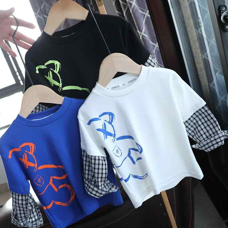 Tシャツ ベビー 男児 長袖Tシャツ カットソー 春秋 綿100% 丸首 トップス かわいい 熊柄 カジュアル 普段使い