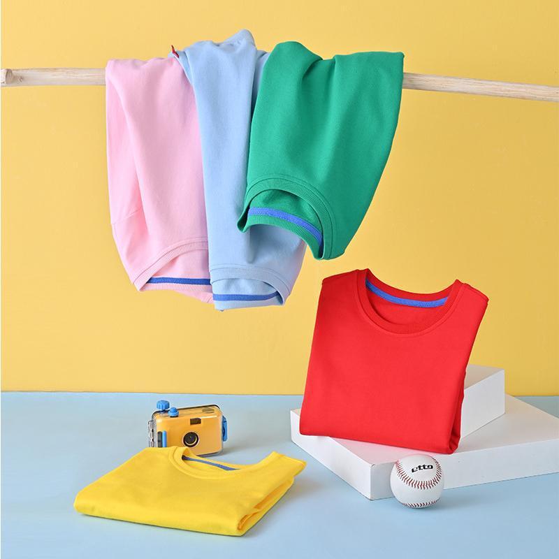 子供用スウェットシャツ 長袖トップス 秋冬向け 男女兼用 無地 プルオーバー カットソー 綿100% 普段着..