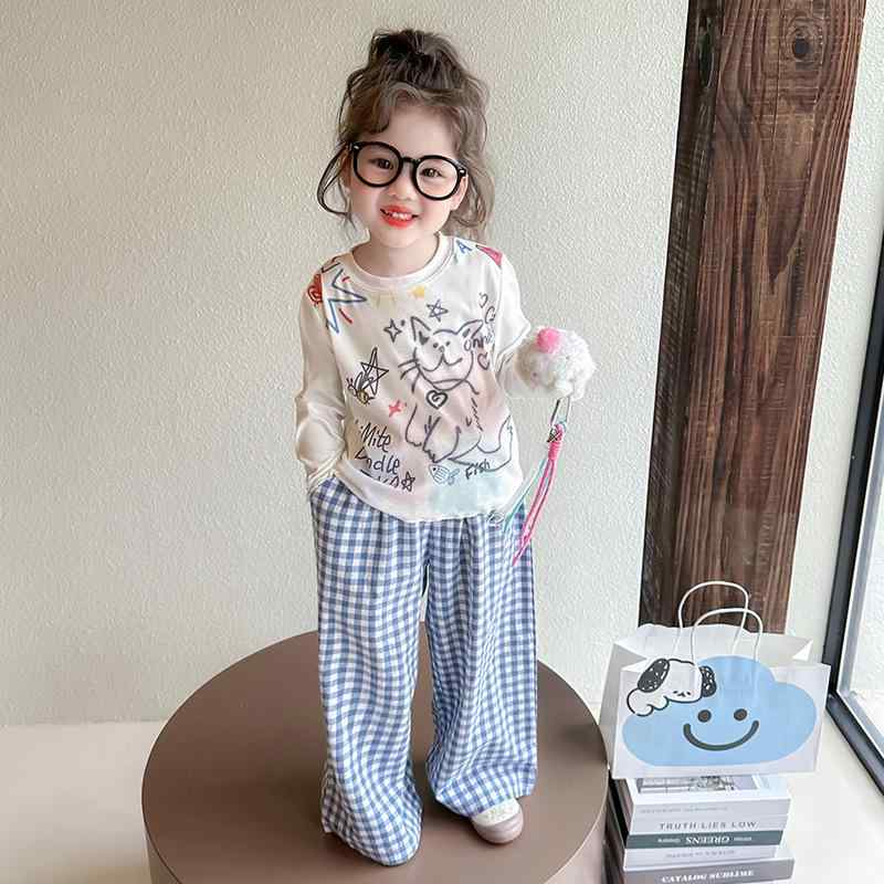 Tシャツ キッズ 長袖 春秋 子供服 おしゃれ かわいい 落書き風 トップス カットソー 綿混紡 普段着 グ..