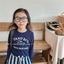 Tシャツ キッズ 長袖 春秋 女の子 かわいい 綿100% カートゥーン アルファベット プリント 80cm 90cm 100cm 110cm 120cm 130cm ブルー ベージュ 通園 普段着(4)