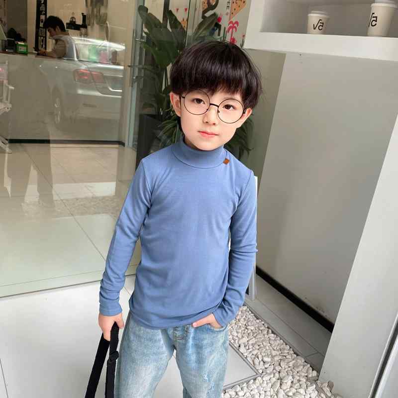 Tシャツ キッズ 子供服 男の子 女の子 長袖 カットソー 無地 モックネック インナー 薄手 厚手 春秋 伸..