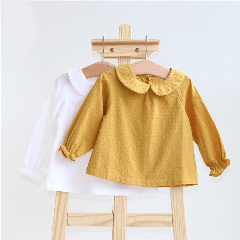 Tシャツ 女児 ベビー 綿 長袖 丸襟 ドット柄 春秋 かわいい 柔らかい 通気性 トップス