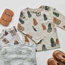 Tシャツ キッズ 男女兼用 子供服 長袖 トップス 北欧風 アニマル柄 磨き加工 綿100% 吸湿性 通気性 柔らかい 春秋 普段着 かわいい 80 90 100 110 120(x2)(4)
