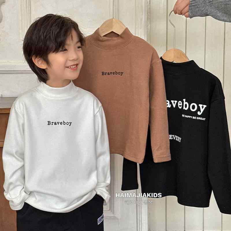 Tシャツ ボーイズ 長袖 あったかインナー 秋冬 子供服 トップス 韓国風 ストライプ 無地 高襟 110cm 120cm 130cm 140cm 150cm 160cm 170cm 保温性 伸縮性 柔らかい(4)