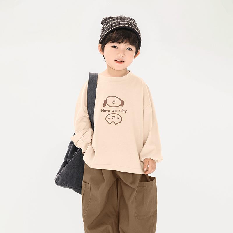 Tシャツ キッズ 男の子 長袖 子供服 韓国風 春秋 綿100% トップス カットソー アプリコット 吸湿速乾 ..