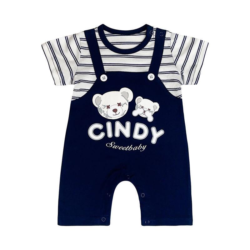 ロンパース ベビー 男の子 新生児 半袖 薄手 コットン カバーオール かわいい おしゃれ お出かけ 66cm 73cm 80cm 90cm・カテゴリ: ロンパース、カバーオール・安全等級: A類・生地: 綿・対象年齢: 新生児(0~1歳、80cm以下)・性別: 男の子・袖丈: 半袖・フード: なし・素材: 綿95%・スタイル: カジュアル・デザイン: 半袖ロンパース・色: ダークブルー【サスペンダー風 小熊 半袖】・サイズ: 66cm, 73cm, 80cm, 90cm