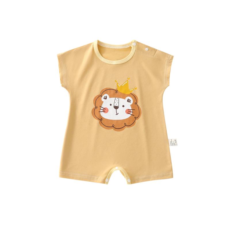 ロンパース ベビー 新生児 半袖 薄手 綿 コットン 夏 イエロー ホワイト ベージュ グリーン 66cm 73cm 80cm 90cm 100cm