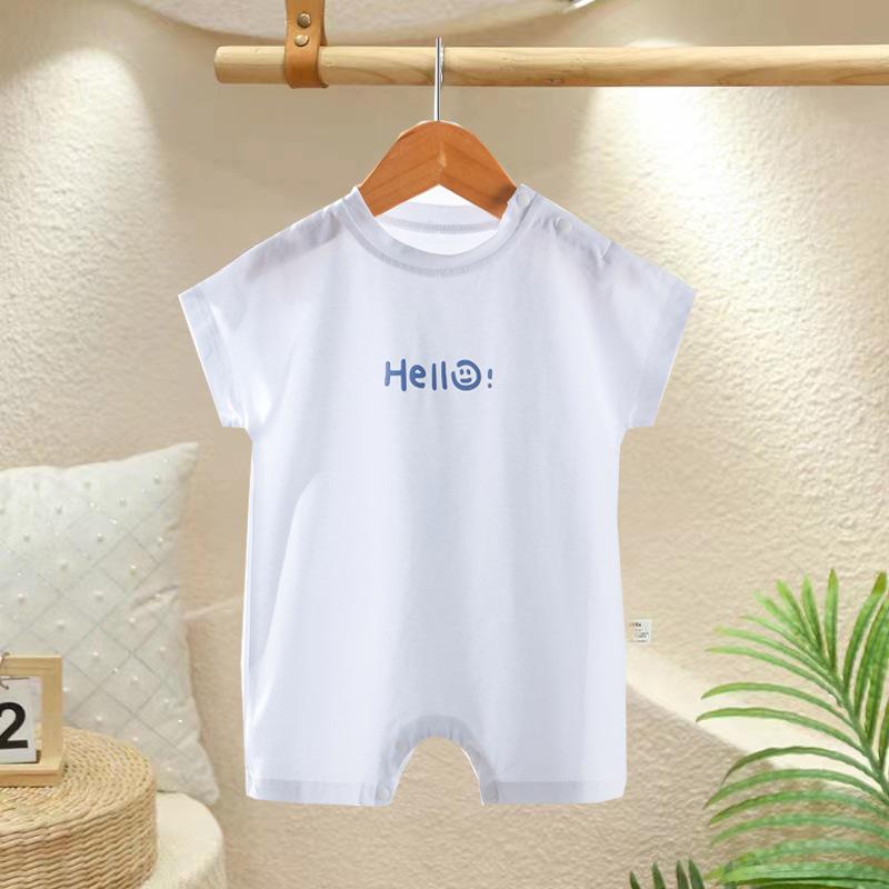ベビー服 ロンパース 新生児 半袖 綿 夏物 薄手 カバーオール かわいい カジュアル 66cm 73cm 80cm 90cm 白 緑 ベージュ ピンク系 青色 黄色系