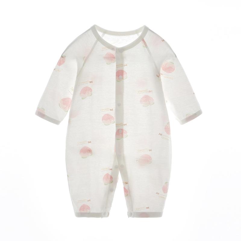 ベビー服 ロンパース 春夏 長袖 コットン 薄手 赤ちゃん 新生児 カバーオール かわいい チェリー柄 フルーツ柄 アニマル柄