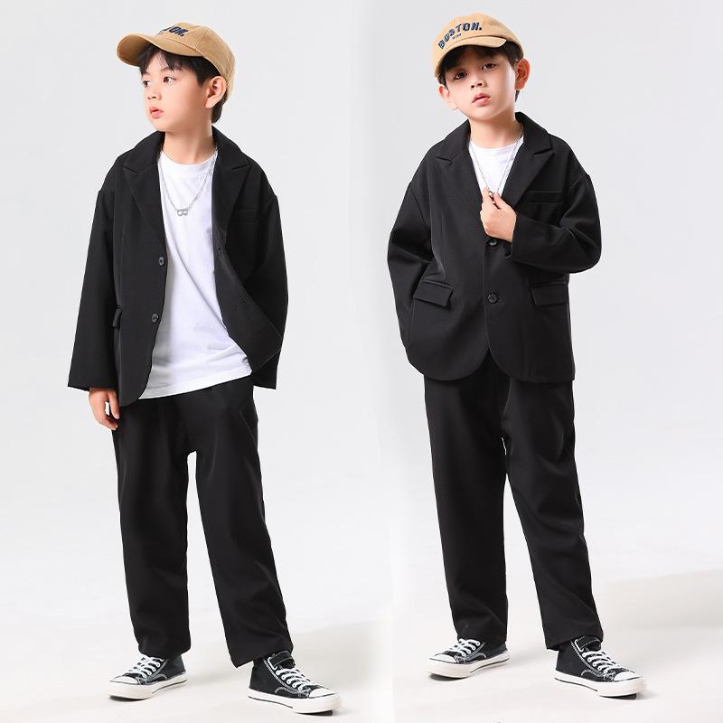 子供用スーツ 春秋セットアップ 2点セット 男の子 フォーマル 普段使い スポーツ 運動着 120cm 130cm 140cm 150cm 160cm 170cm ブラック