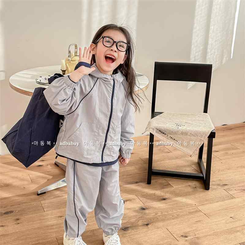 子供用ジャージ 上下セット 春秋 男女兼用 幼児 ベビー服 パーカー パンツ 2点セット 綿 80cm 90cm 100cm 110cm 120cm 130cm グレー