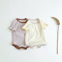 ロンパース ベビー 子供服 半袖 綿 コットン 春夏 薄手 韓国風 ベージュ カーキ 60cm 70cm 80cm(x2)