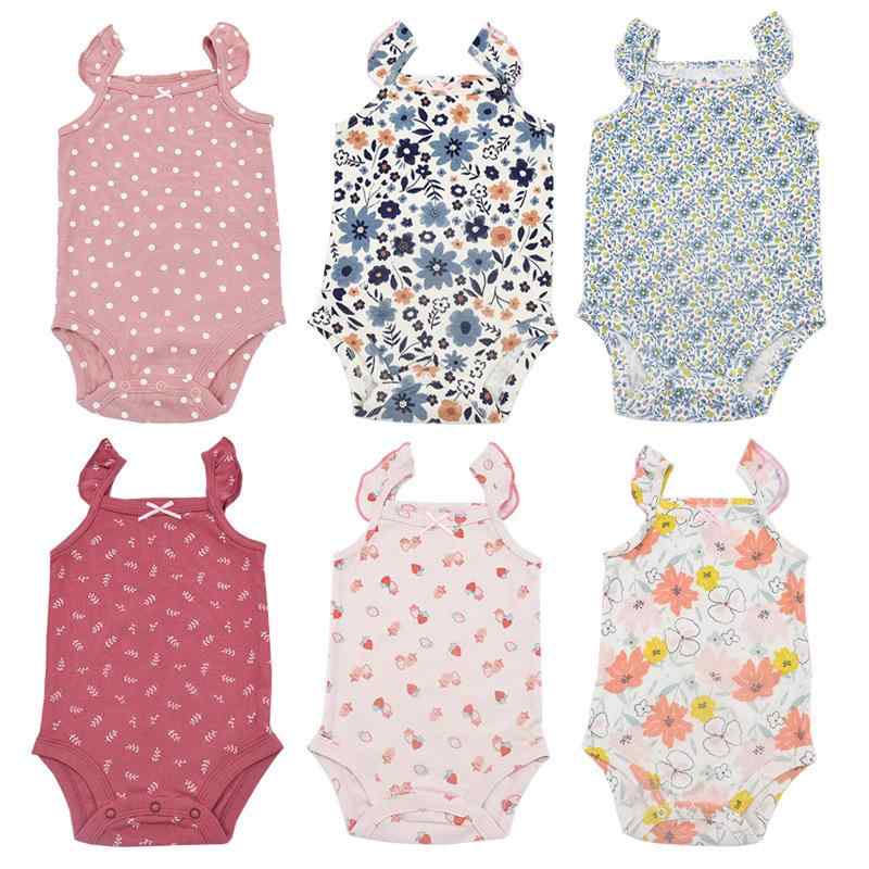 ロンパース ベビー・ガールズ ノースリーブ カバーオール 綿95% 新生児 幼児 春夏 かわいい 小花柄 イチゴ柄 アニマルプリント 59cm 66cm 73cm 80cm 90cm