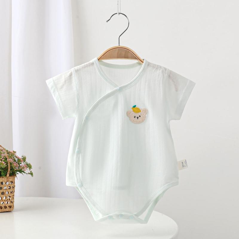 ロンパース ベビー・キッズ 薄手コットン 新生児 半袖 前開き かわいい柄 春夏 秋 男女兼用 59 66 73 80 90cm
