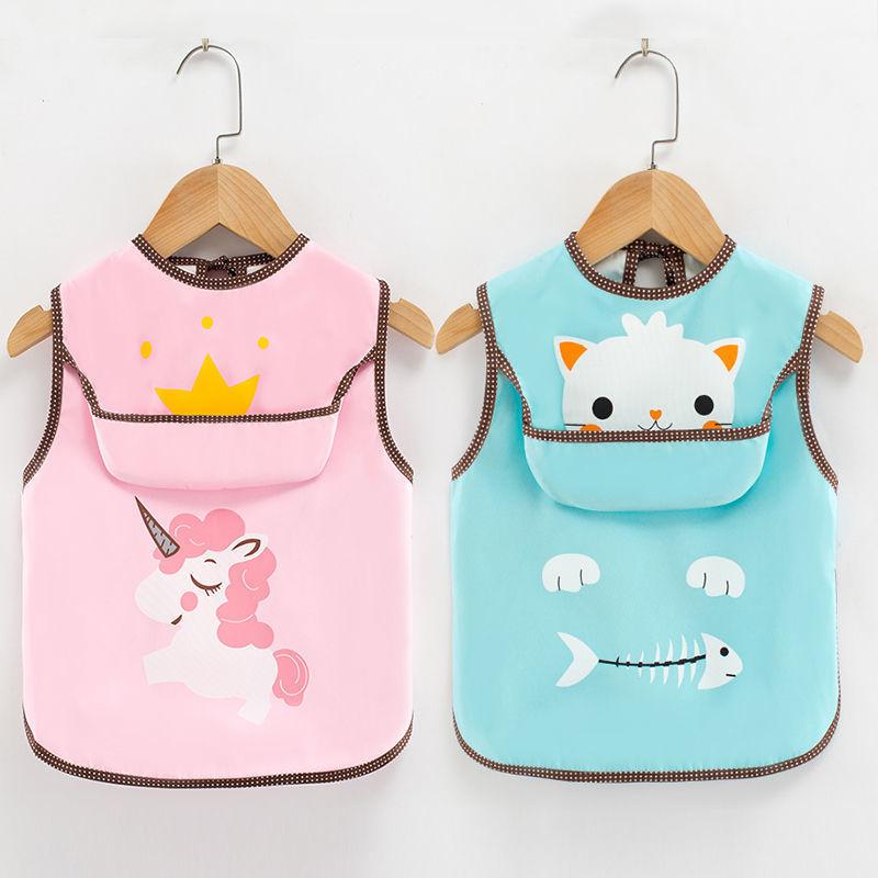 子供用エプロン ベビー キッズ 幼児 防水 スタイ 袖なし 離乳食 お食事用 かわいい恐竜柄 ユニコーン柄 猫柄 キリン柄 犬柄