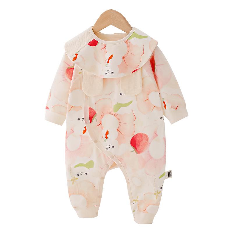 ベビー服 ロンパース 春秋 新生児 赤ちゃん 綿100% 長袖 カバーオール カジュアル かわいい 66 73 80 90