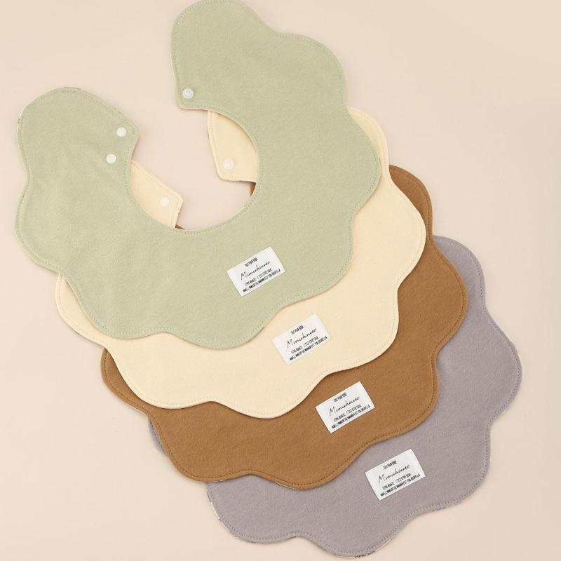 ベビー用スタイ よだれかけ A類 360度 花びら型 コットン100％ 両面 新生児 乳幼児 吸水性 カートゥーン アニマル柄 かわいい クマ 犬 チェック ドット ヒョウ柄
