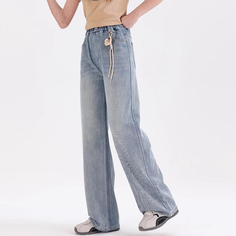 子供服 デニムパンツ ガールズ 春物 ワイドレッグパンツ 女児 ロングパンツ ゆったり 中学生 大学生 ブルー 150cm 160cm 165cm 170cm 175cm