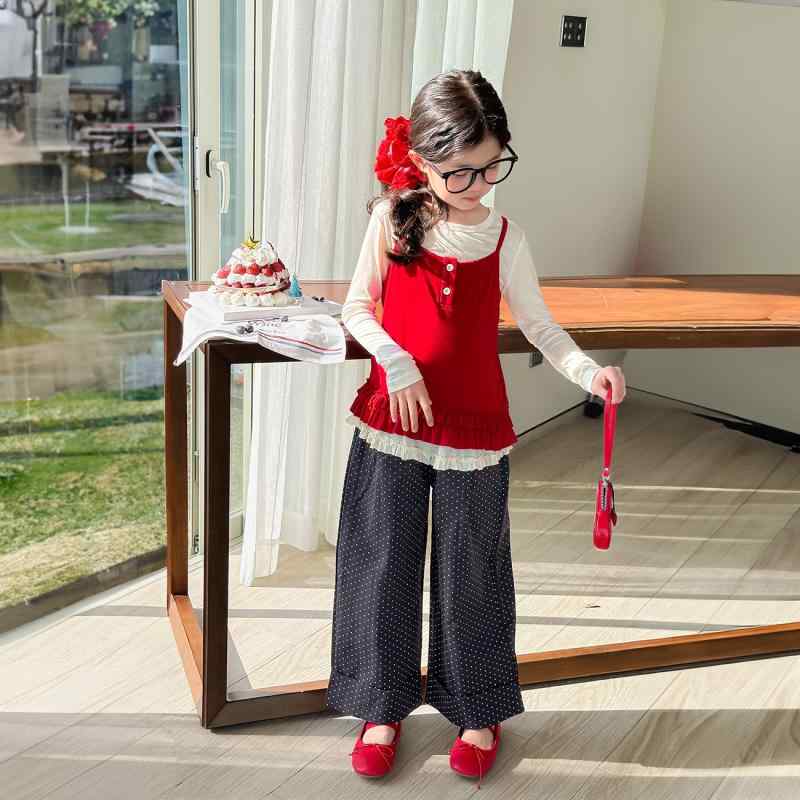 子供服 パンツ 女の子 九分丈パンツ 春秋 カジュアル 水玉模様 ポリエステル 伸縮性 普段着 100 110 12..