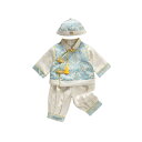 チャイナドレス ベビー服 春秋物 七色鹿柄 唐装 中華風 喜慶衣装 上下セット 帽子付き