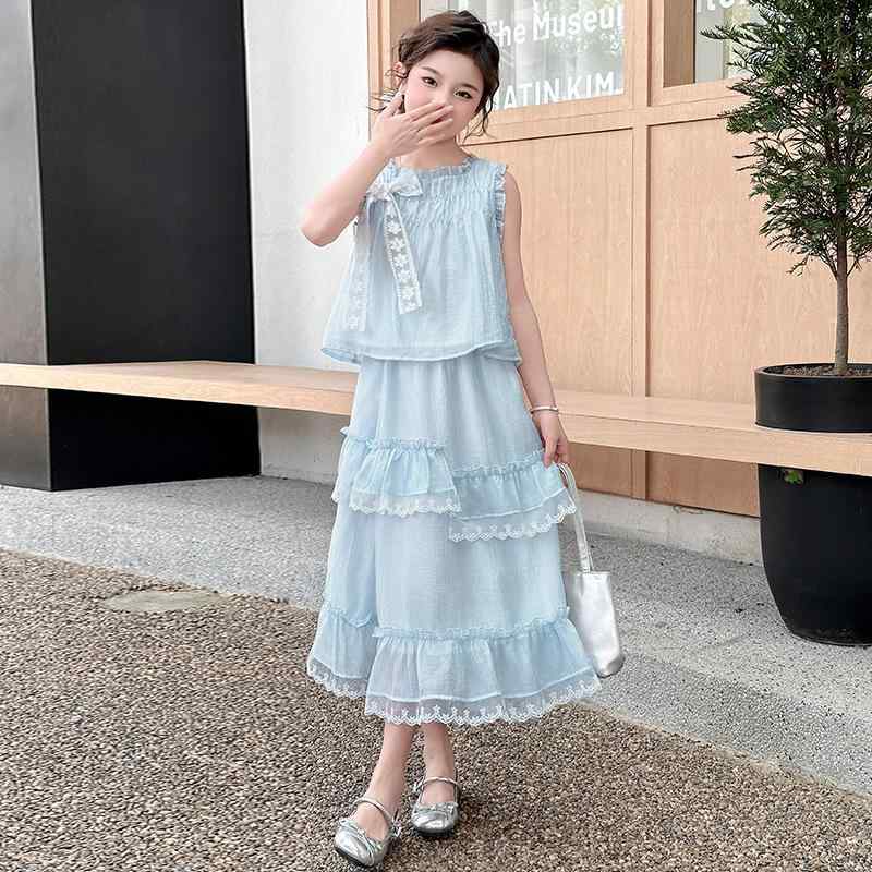 キッズ 女の子 セットアップ ノースリーブ トップス ケーキスカート 夏 ファッション ガーデン バタフ..