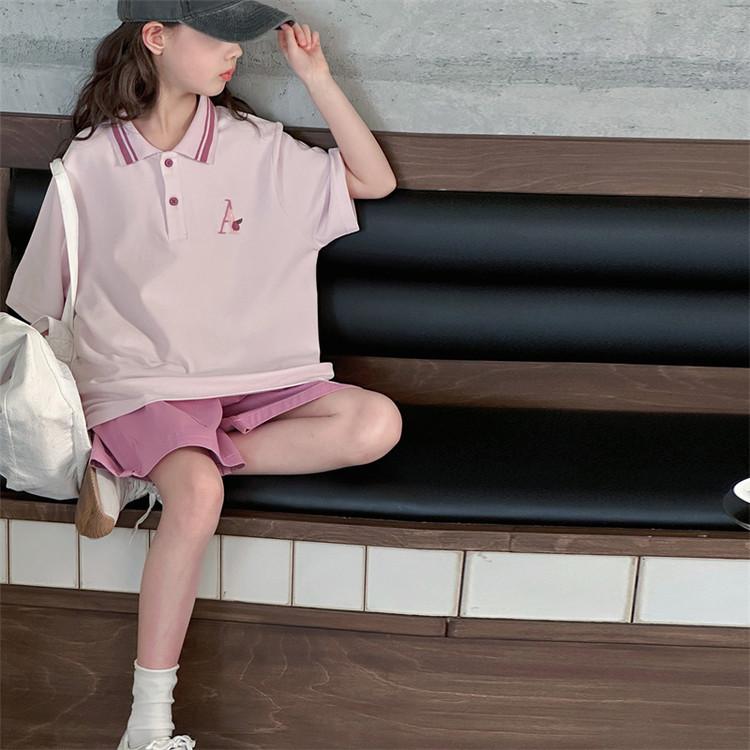 子供用セットアップ 半袖ポロシャツ ショートパンツ 2点セット 女の子 夏服 薄手 スポーツウェア 普段..