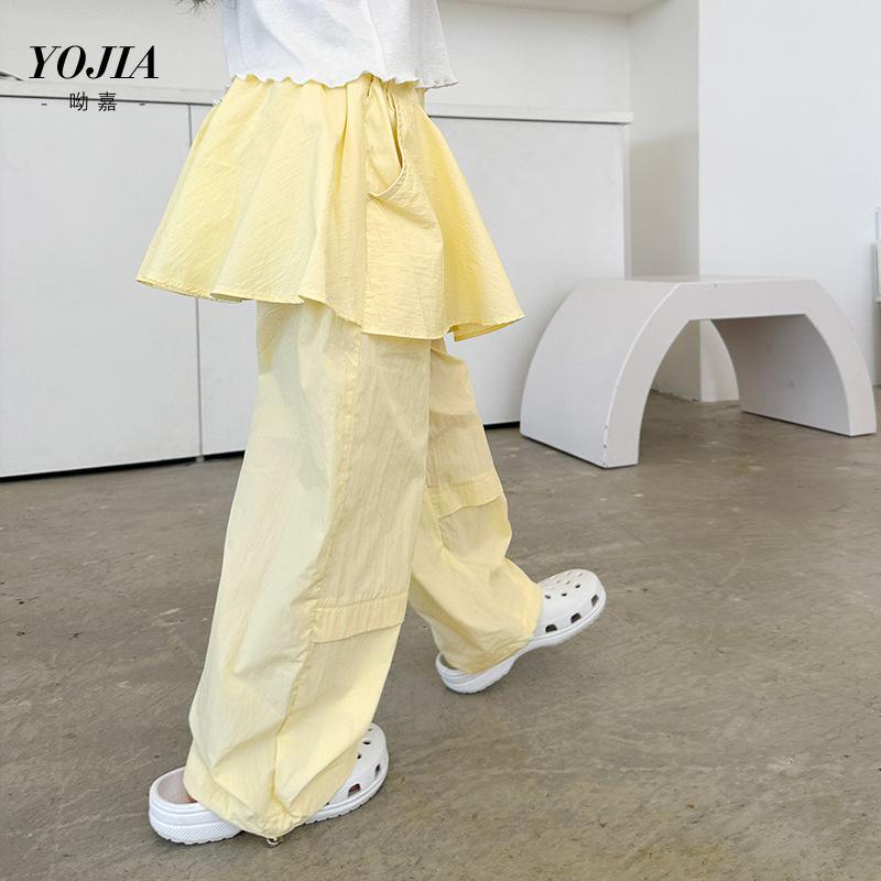 子供用パンツ 女の子 カジュアルパンツ タオル生地 高ウエスト 長ズボン イエロー 110cm 120cm 130cm 1..