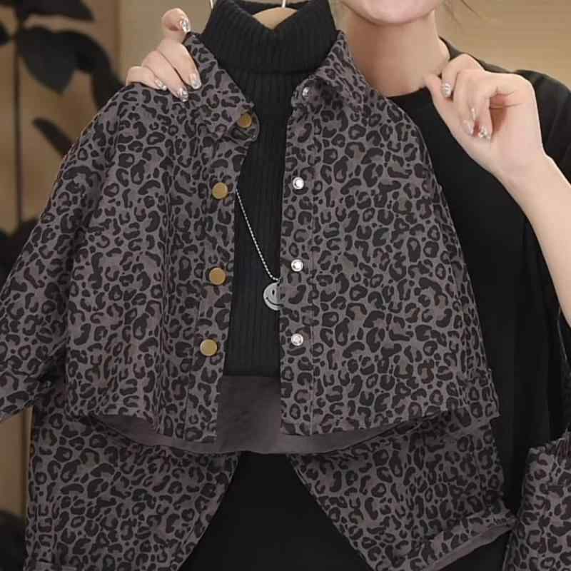 子供服 セットアップ 男の子 レトロ ヒョウ柄 ジャケット パンツ 2点セット 綿 秋 ブラック