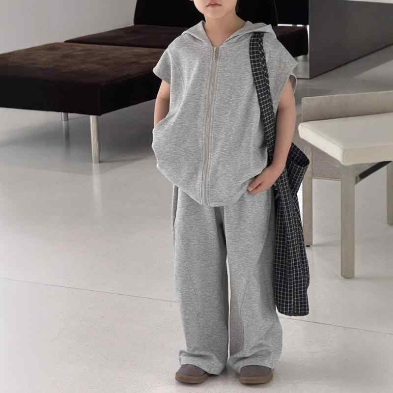 子供用セットアップ キッズ ノースリーブ パーカー 春夏 パンツ 上下 2点 セット 男の子 女の子 スポー..