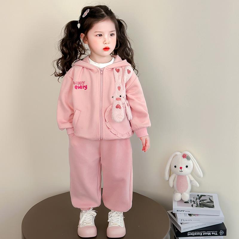 キッズ ジャージ 上下セット 春秋 女の子 子供服 うさぎ耳 パーカー セットアップ パンツ 2点セット 普..