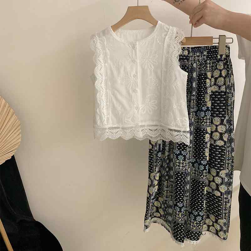 キッズ ノースリーブ トップス パンツ 2点 セットアップ 女の子 夏物 子供服 薄手 ゆったり かわいい ..