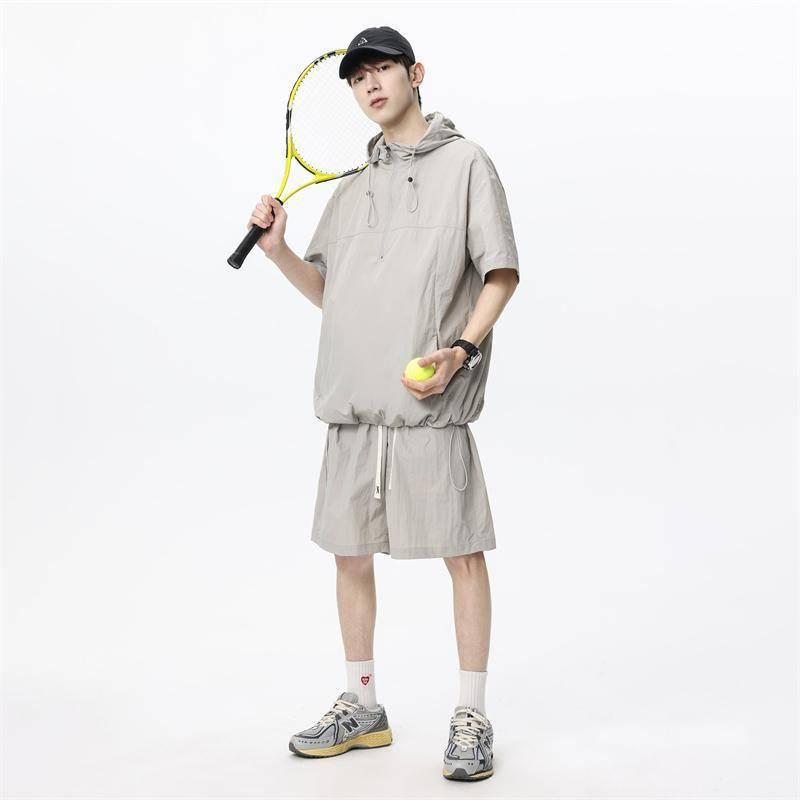 メンズ 接触冷感 半袖シャツ ショートパンツ 上下セット 部屋着 普段使い 4XLサイズまで 浅灰色 黒 緑 ..