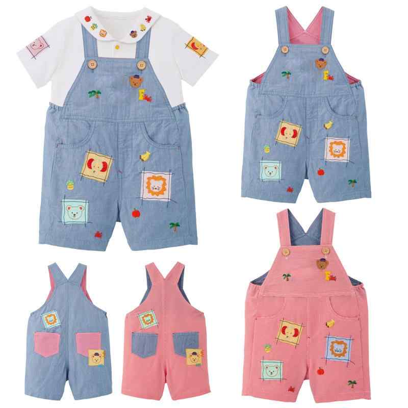 キッズ オーバーオール 春夏 子供用 コットン 格子柄 かわいい ショートパンツ ベビー 80cm 90cm 100cm..