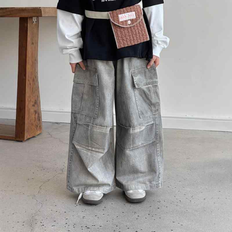 子供服 パンツ 春秋 男女兼用 カジュアルパンツ ロングパンツ グレー 100%コットン 100cm～150cm(x2)